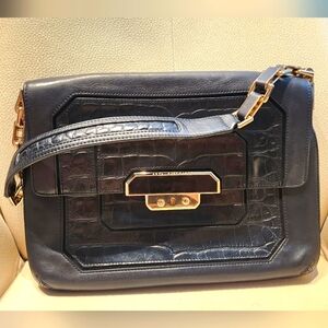 Anya Hindmarch Suede and Black Crocodile Embossed Leather Bag